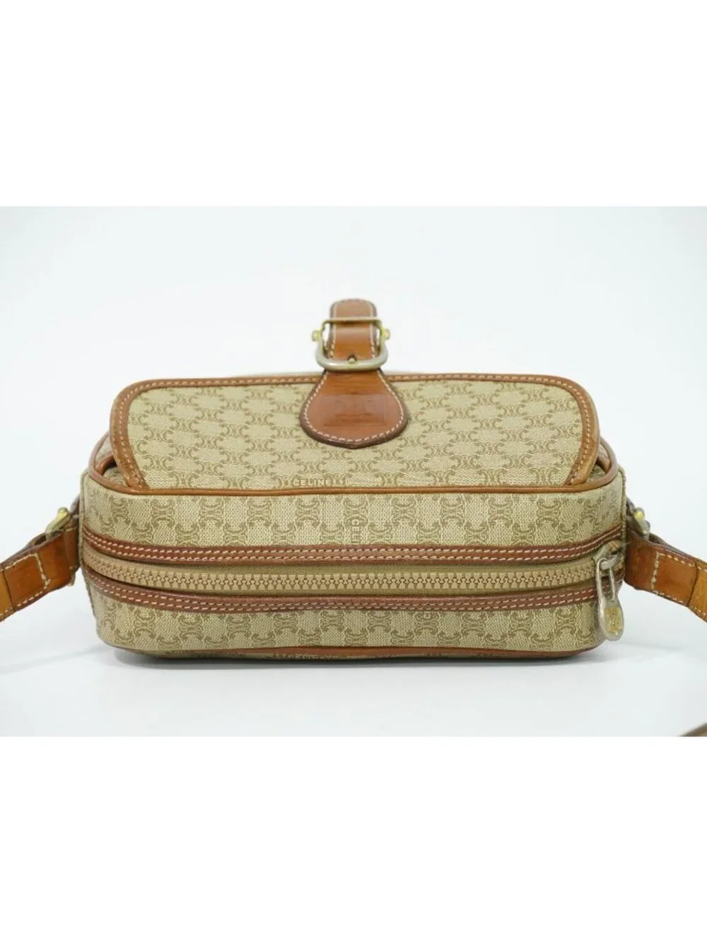 Celine Macadam Shoulder Bag Pochette Beige